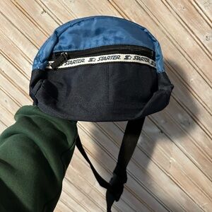 STARTER Two-Tone Blue & Black Belt Bag Fanny Pack 2 Zippers Adjustable Clip